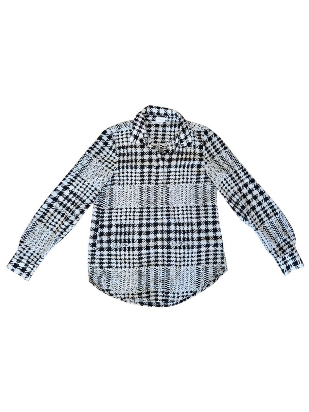 Richard Allan x H&M Houndstooth Button-Up Shirt US 2 Black White